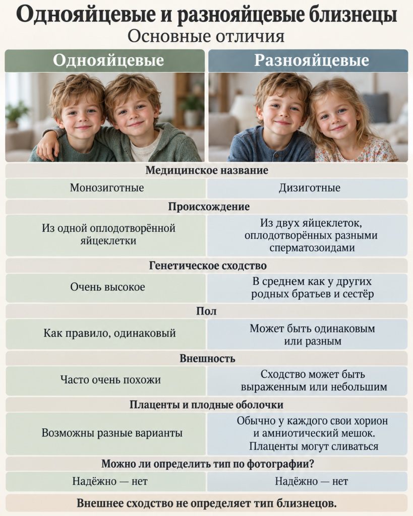 таблица отличий близнецов